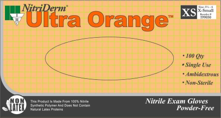 Innovative 199350 Nitriderm Ultra Orange Exam Gloves